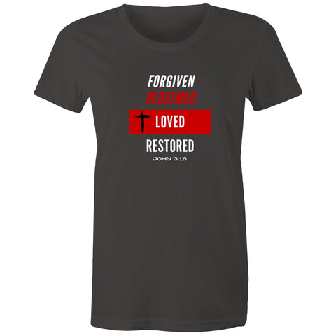 Image of Forgiven | Redeemed | Loved | Restored - Surf and Streetwear - Womens T-shirt