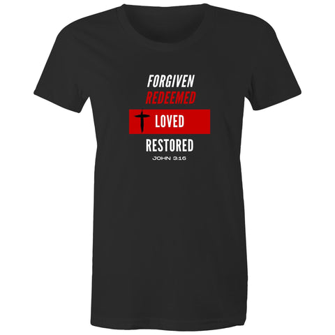 Image of Forgiven | Redeemed | Loved | Restored - Surf and Streetwear - Womens T-shirt