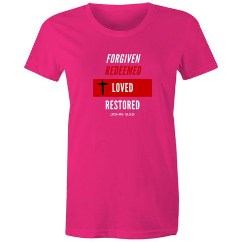 Image of Forgiven | Redeemed | Loved | Restored - Surf and Streetwear - Womens T-shirt