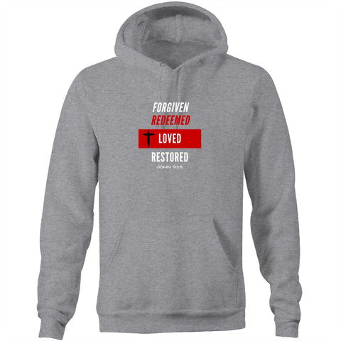 Image of Forgiven | Redeemed | Loved | Restored - Unisex Pocket Hoodie Sweatshirt