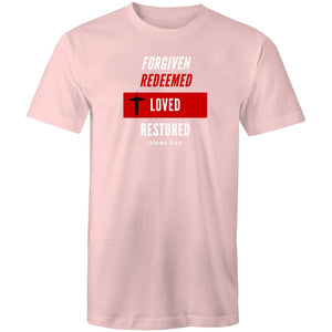 Forgiven | Redeemed | Loved | Restored Staple - Mens T-Shirt