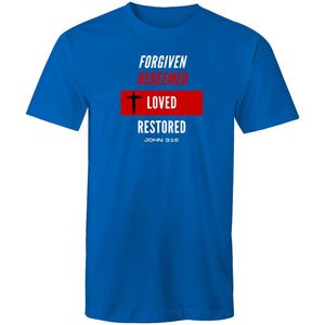 Forgiven | Redeemed | Loved | Restored Staple - Mens T-Shirt