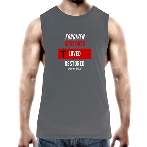 Image of Forgiven | Redeemed | Loved | Restored - Mens Tank Top Tee