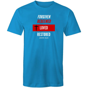 Forgiven | Redeemed | Loved | Restored Staple - Mens T-Shirt