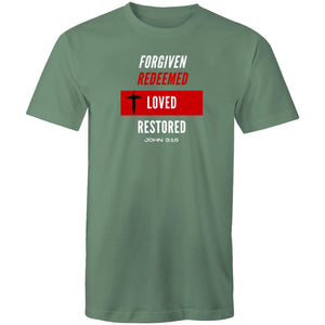 Forgiven | Redeemed | Loved | Restored Staple - Mens T-Shirt